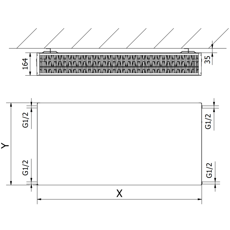 Mexen Flat CF33 doskový radiátor 400 x 600 mm, bočné pripojenie, 949 W, antracit - W433F-040-060-66