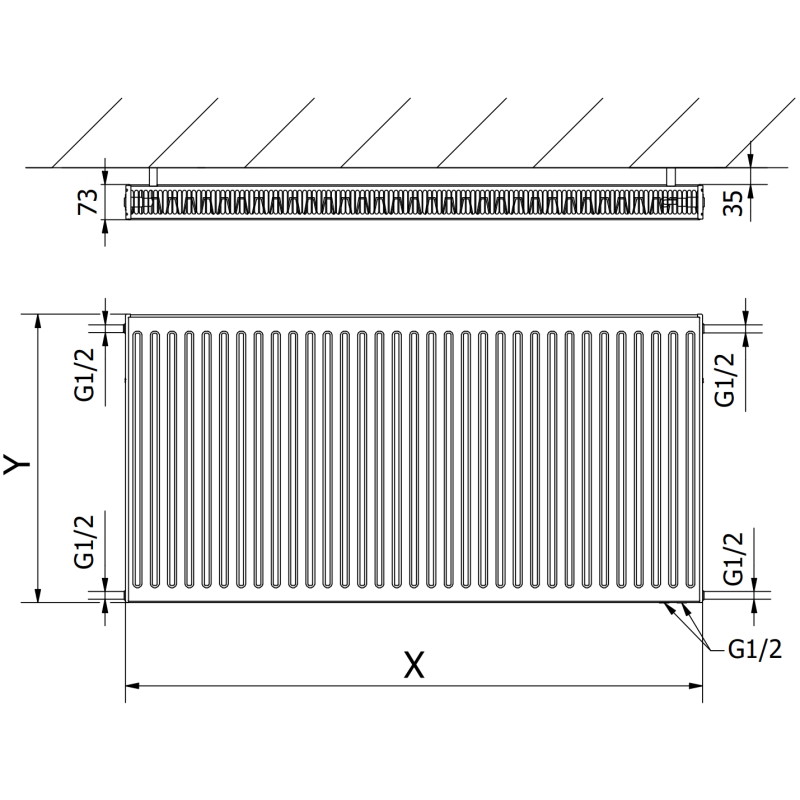 Mexen CV21 panelový radiátor 500 x 900 mm, spodné pripojenie, 997 W, antracit - W621-050-090-66