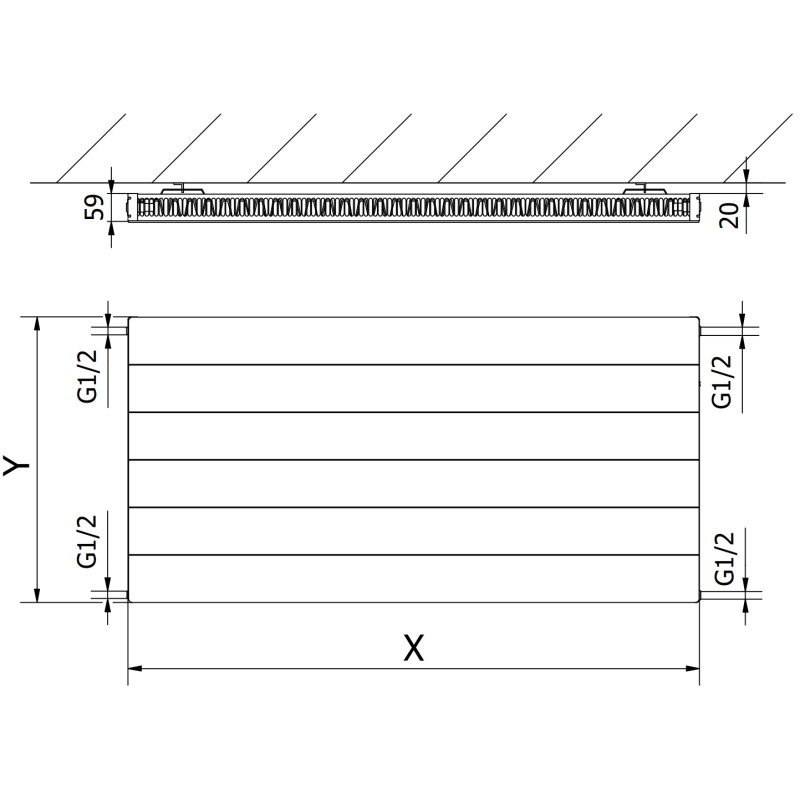 Mexen CL11 Ploché vykurovacie teleso Line 600 x 400 mm, bočné pripojenie, 313 W, antracit - W411L-060-040-66