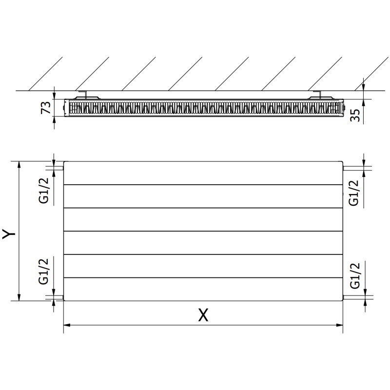 Mexen CL21 Line doskový radiátor 500 x 1000 mm, bočné pripojenie, 1008 W, antracit - W421L-050-100-66