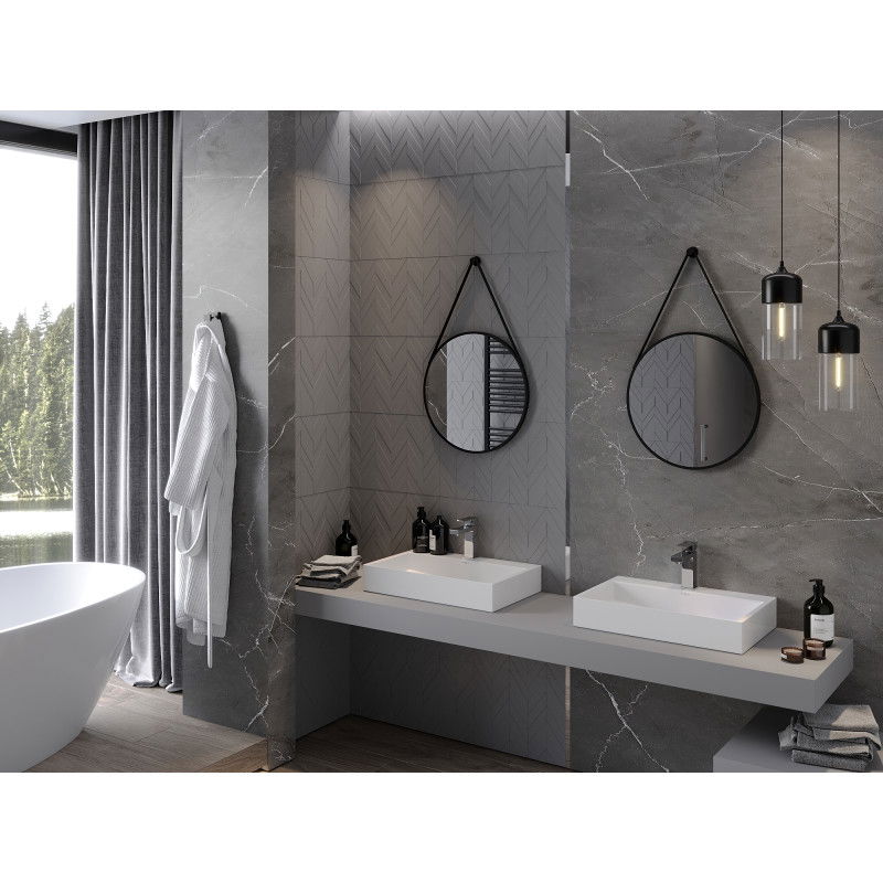 Mexen String okrúhle kúpeľňové zrkadlo 50 cm, čierny rám - 9854-050-050-000-70