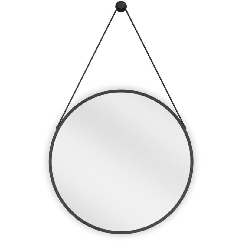 Mexen String okrúhle kúpeľňové zrkadlo 50 cm, čierny rám - 9854-050-050-000-70