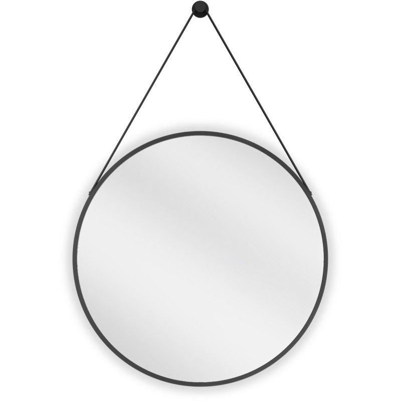 Mexen String okrúhle kúpeľňové zrkadlo 60 cm, čierny rám - 9854-060-060-000-70