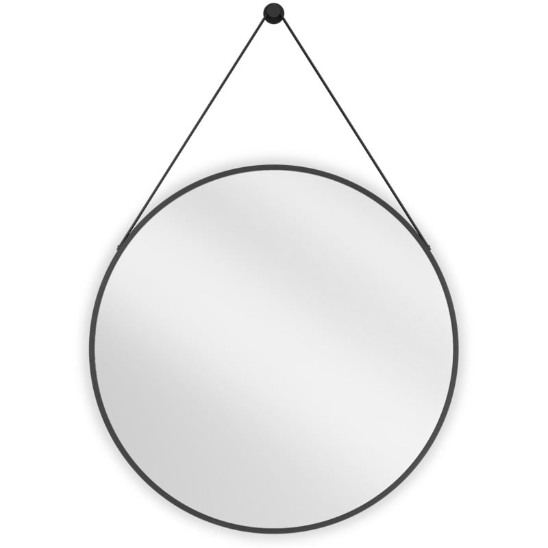 Mexen String okrúhle kúpeľňové zrkadlo 70 cm, čierny rám - 9854-070-070-000-70