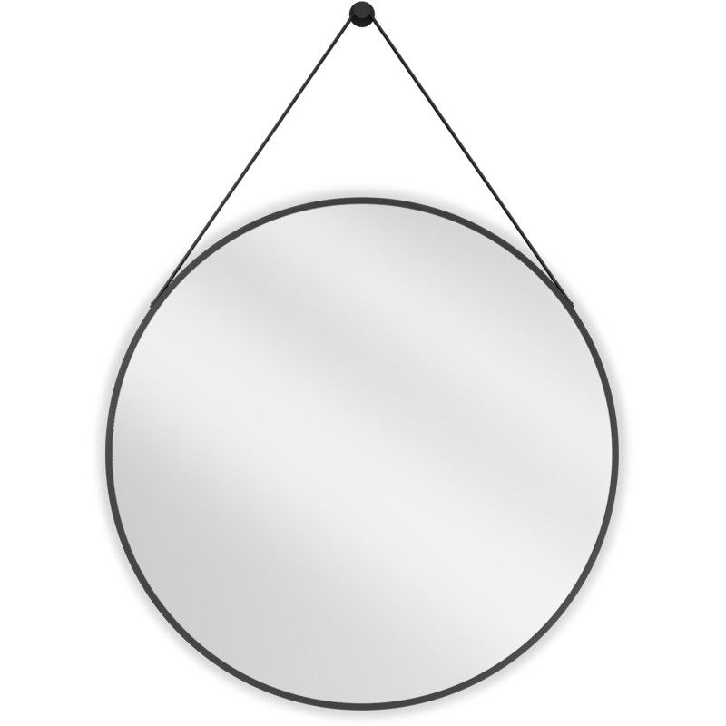 Mexen String okrúhle kúpeľňové zrkadlo 80 cm, čierny rám - 9854-080-080-000-70