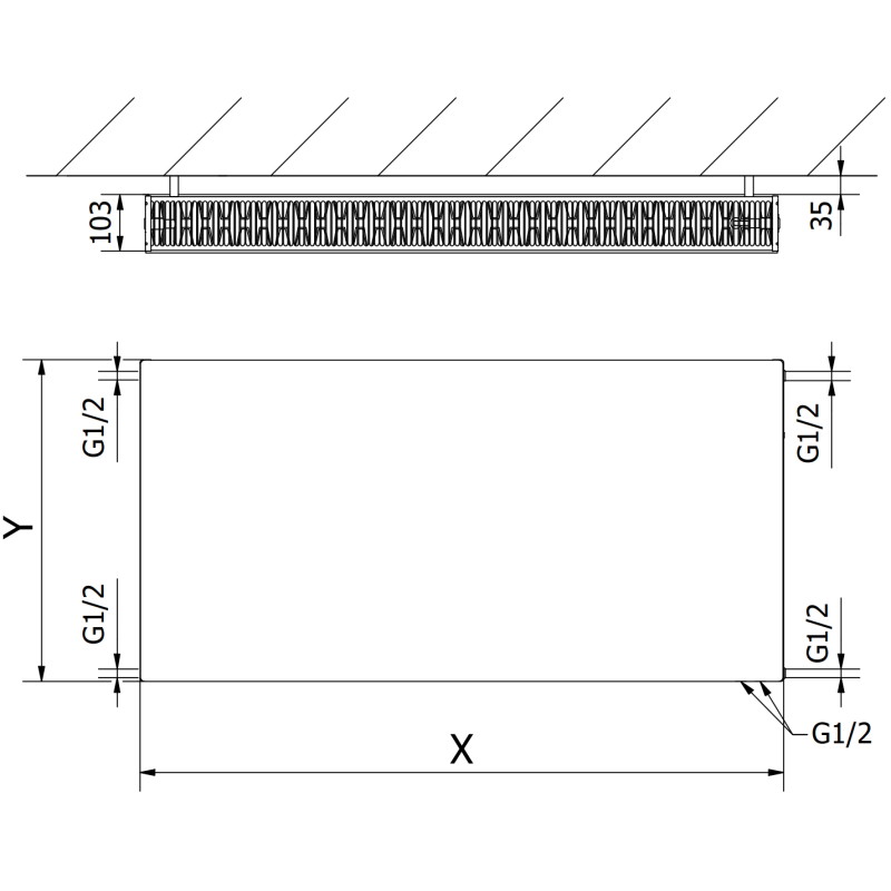 Mexen CVF22 Plochý panelový radiátor 300 x 800 mm, spodné pripojenie, 721 W, antracit - W622F-030-080-66