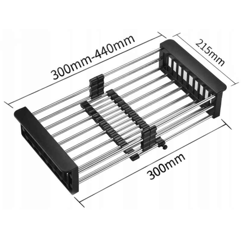 Mexen teleskopický kuchynský odkvapkávač s nastaviteľnou šírkou, čierny - 660730-70