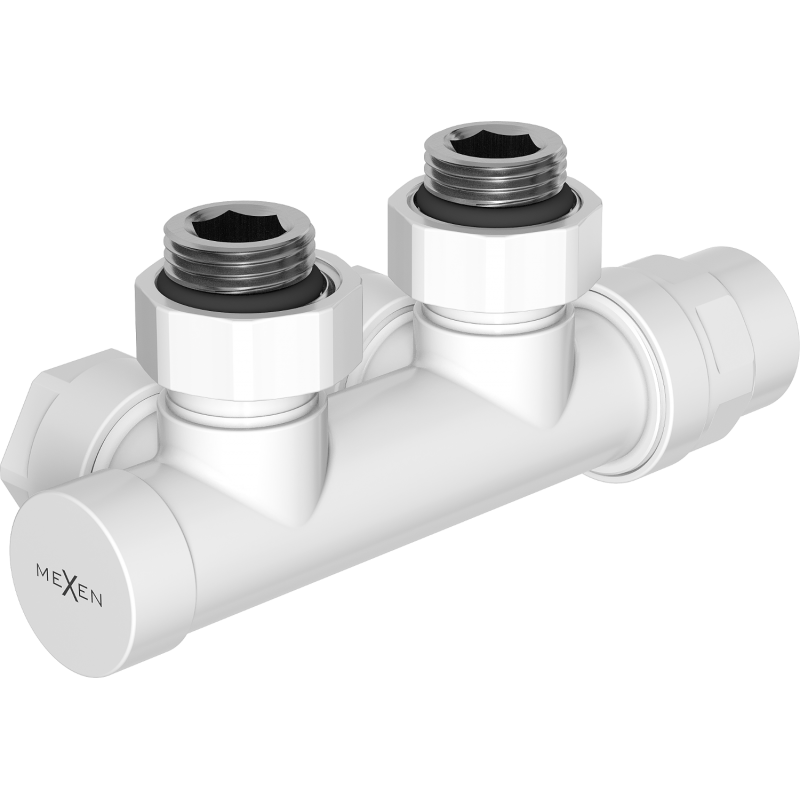 Mexen Uni-Term radiátorový ventil rohový, Duplex, DN50, biely - W907-000-20