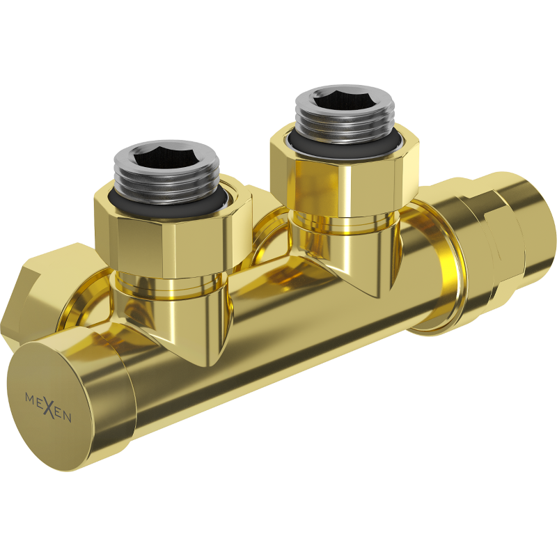 Mexen Uni-Term radiátorový ventil uhlový, Duplex, DN50, zlatý - W907-000-50