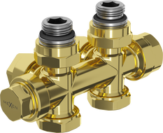 Mexen Uni-Term radiátorový ventil rohový/priamy, Duplex, DN50, zlatý - W908-000-50