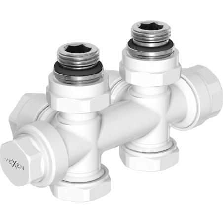 Mexen Uni-Term radiátorový ventil rohový/priamy, Duplex, DN50, biely - W908-000-20