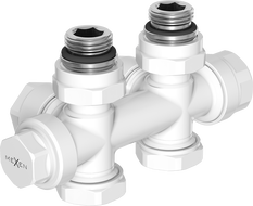 Mexen Uni-Term radiátorový ventil rohový/priamy, Duplex, DN50, biely - W908-000-20