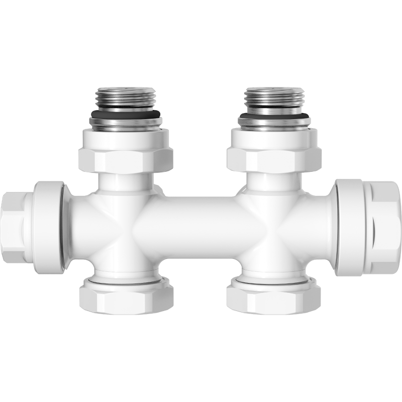 Mexen Uni-Term radiátorový ventil rohový/priamy, Duplex, DN50, biely - W908-000-20