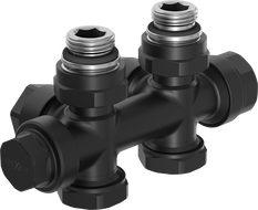 Mexen Uni-Term radiátorový ventil rohový/priamy, Duplex, DN50, čierny - W908-000-70