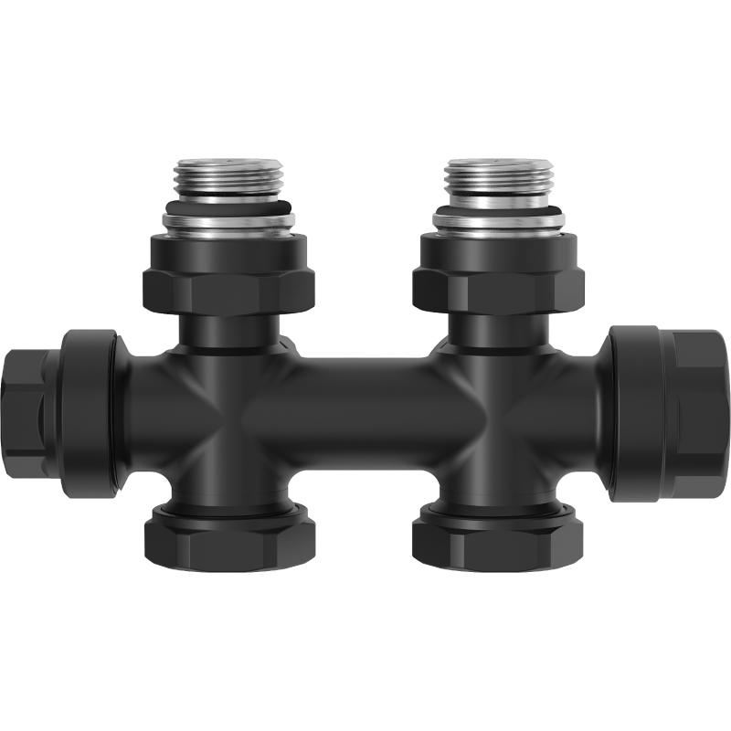 Mexen Uni-Term radiátorový ventil rohový/priamy, Duplex, DN50, čierny - W908-000-70