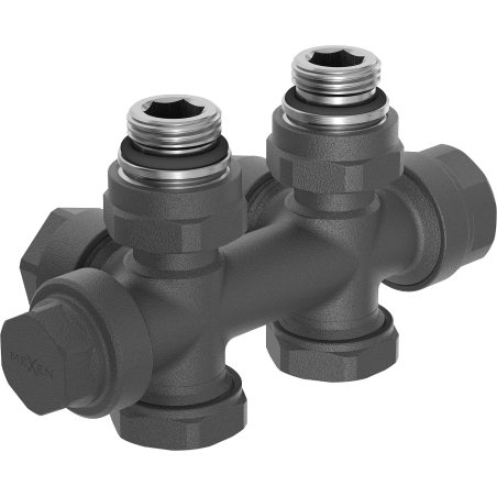 Mexen Uni-Term radiátorový ventil rohový/priamočiary, Duplex, DN50, antracit - W908-000-66