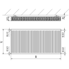 Mexen C22 doskový radiátor 500 x 2600 mm, bočné pripojenie, 3704 W, čierny - W422-050-260-70