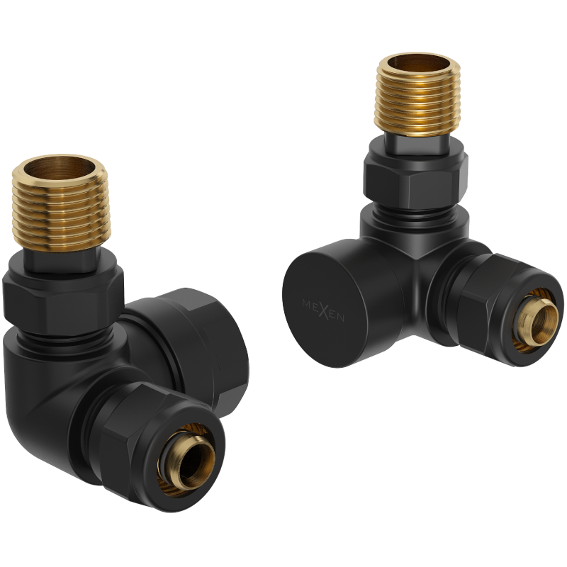Mexen Uni-Term osové radiátorové ventily, čierne - W903-000-70