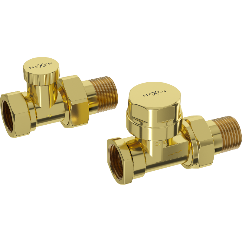 Mexen Uni-Term priame radiátorové ventily, zlaté - W902-000-50