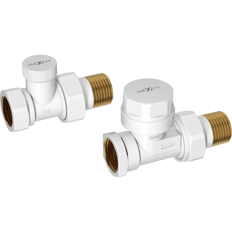 Mexen Uni-Term radiátorové ventily rovné, biele - W902-000-20