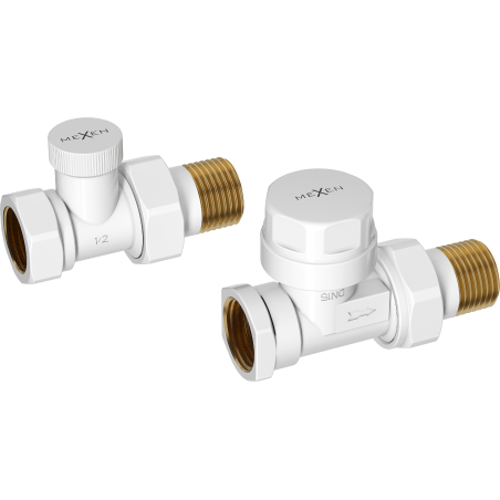 Mexen Uni-Term radiátorové ventily rovné, biele - W902-000-20