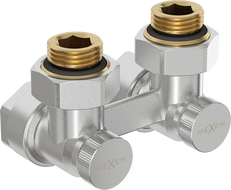 Mexen Uni-Term radiátorový ventil dvojrúrový DN50, rohový 1/2"x16 mm, nikel - W911-016-01
