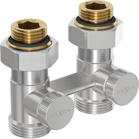 Mexen radiátorový ventil dvojrúrový DN50, priamy 1/2"x3/4", nikel - W912-012-01