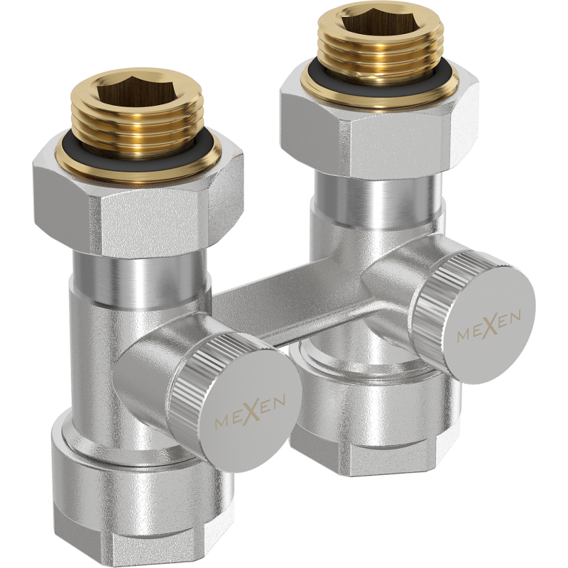 Mexen radiátorový ventil dvojrúrkový DN50, priamy 1/2"x16 mm, nikel - W912-016-01