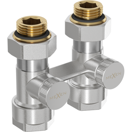 Mexen radiátorový ventil dvojrúrkový DN50, priamy 1/2"x16 mm, nikel - W912-016-01