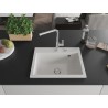 Mexen Oscar granitový drez s 1 komorou 580 x 490 mm, biely, sifón chróm - 6519581000-20