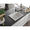 Mexen Oscar granitový drez s 1 komorou 580 x 490 mm, biely, sifón chróm - 6519581000-20