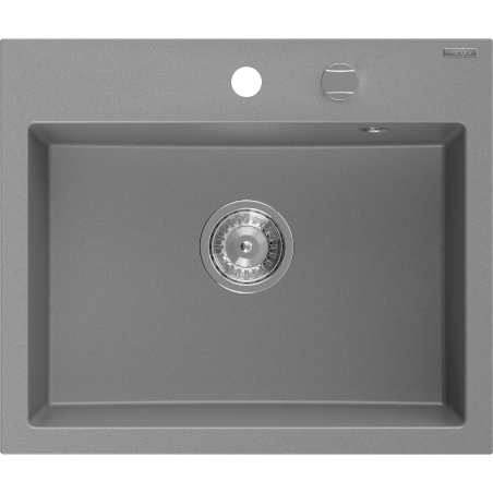 Mexen Oscar žulový kuchynský drez s 1 komorou 580 x 490 mm, sivý, sifón chróm - 6519581000-71