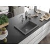 Mexen Oscar granitový drez 1-komorový 580 x 490 mm, sivý, sifón chróm - 6519581000-71