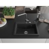 Mexen Oscar granitový kuchynský drez 1-komorový 580 x 490 mm, čierny/strieborný metalik, sifón chróm - 6519581000-73