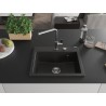 Mexen Oscar granitový drez 1-komorový 580 x 490 mm, čierny/zlatý metalík, sifón chróm - 6519581000-75