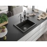 Mexen Oscar granitový drez 1-komorový 580 x 490 mm, čierny/zlatý metalík, sifón chróm - 6519581000-75