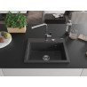Mexen Oscar granitový drez s jednou komorou 580 x 490 mm, čierny bodkovaný, sifón chróm - 6519581000-76