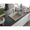 Mexen Oscar granitový kuchynský drez s 1 komorou 580 x 490 mm, béžový, sifón zlatý - 6519581000-69-G