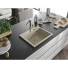 Mexen Oscar žulový drez 1-komorový 580 x 490 mm, béžový, zlatý sifón - 6519581000-69-G