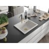 Mexen Oscar žulový kuchynský drez s 1-komorou 580 x 490 mm, biely, zlatý sifón - 6519581000-20-G
