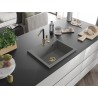 Mexen Oscar granitový drez 1-komorový 580 x 490 mm, šedý, sifón zlatý - 6519581000-71-G