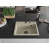 Mexen Oscar granitový umývadlo s 1 komorou 580 x 490 mm, béžový, čierny sifón - 6519581000-69-B
