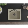 Mexen Oscar granitový umývadlo s 1 komorou 580 x 490 mm, béžový, čierny sifón - 6519581000-69-B