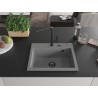 Mexen Oscar granitový drez s jednou komorou 580 x 490 mm, šedý, čierny sifón - 6519581000-71-B