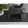 Mexen Oscar žulový drez 1-komorový 580 x 490 mm, čierný/zlatý metalik, syfón čierny - 6519581000-75-B
