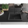 Mexen Oscar granitový drez 1-komorový 580 x 490 mm, čierny bodkovaný, čierny sifón - 6519581000-76-B