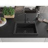 Mexen Oscar granitový kuchynský drez s jednou komorou 580 x 490 mm, čierny, čierny sifón - 6519581000-77-B