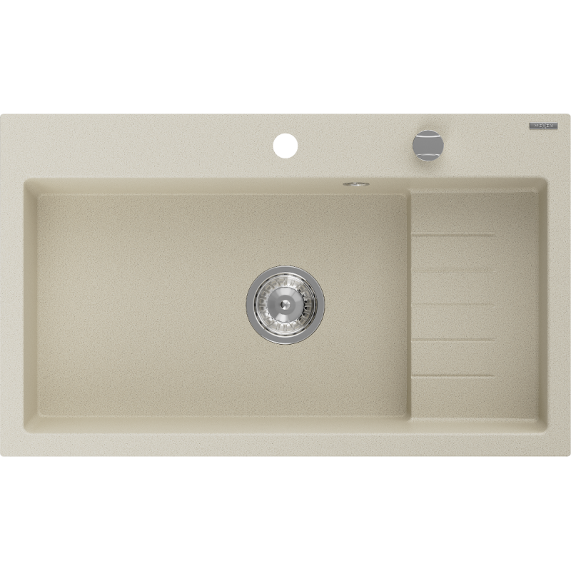 Mexen Omar granitový drez 1-komorový 800 x 480 mm, béžový, sifón chróm - 6520801005-69