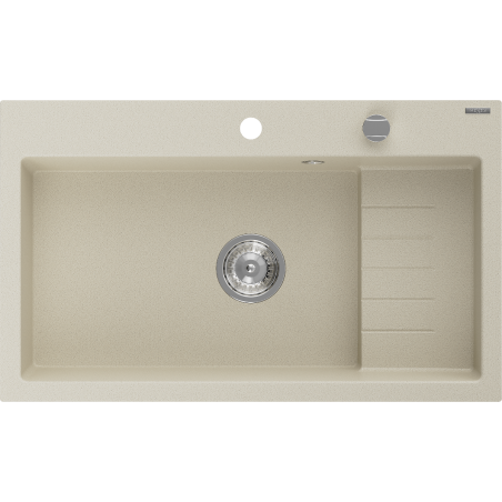 Mexen Omar granitový drez 1-komorový 800 x 480 mm, béžový, sifón chróm - 6520801005-69