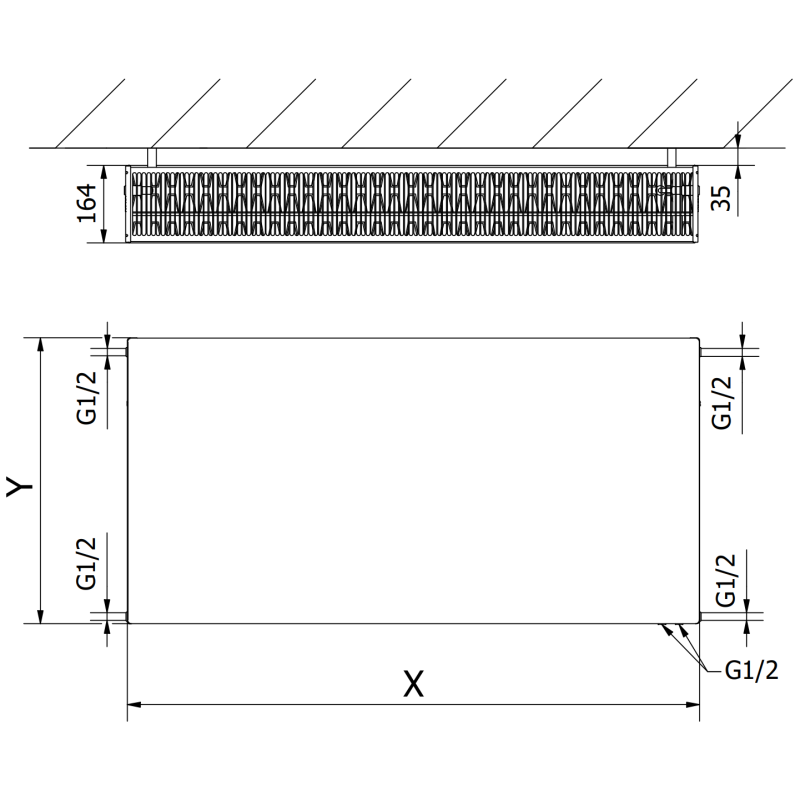 Mexen Flat CVF33 doskový radiátor 300 x 700 mm, spodné pripojenie, 868 W, čierny - W633F-030-070-70
